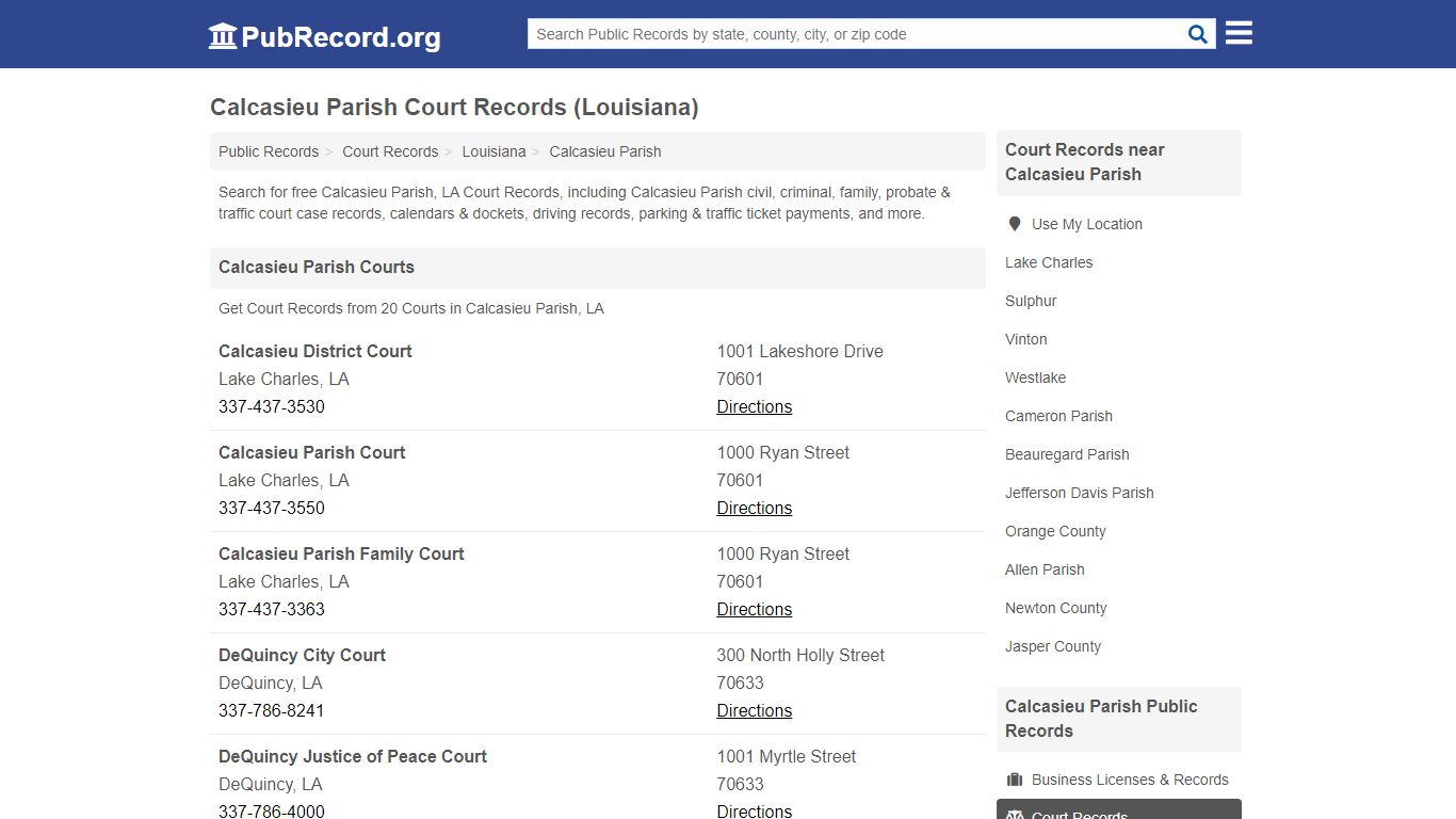 Calcasieu Parish Court Records (Louisiana) - PubRecord.org